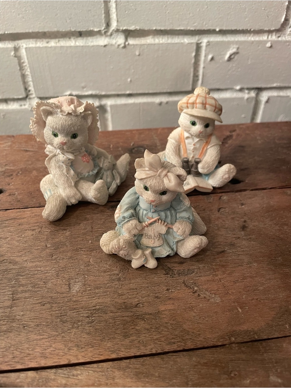 Set of 3 Enesco Calico Kittens Cat Figurines Priscilla Hillman Tiny Vintage